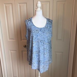 New Directions Sky Blue Paisley Tank Top